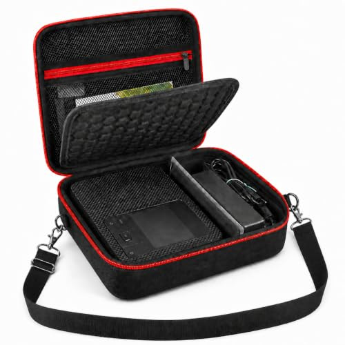 casmilee Fotodrucker Tasche für Canon SELPHY CP1500/CP1300 Fotodrucker | Zubehör-Organizer mit Trennwand für Papier, Farbkassette, Netzteil, Schultergurt, Familien, Partys, Reisen,Nur Tasche,Schwarz