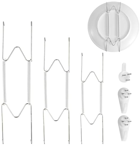 Paquete de 3 Colgadores para Platos, 15,24/20,32/25,4cm Soporte para Pared de Acero Inoxidable para Exhibición y Decoración de Platos Antiguos