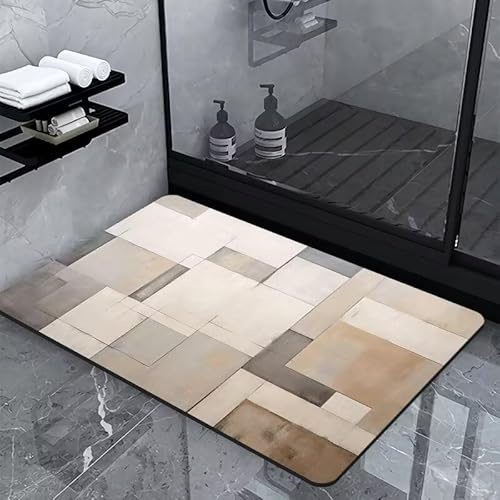 Badezimmerteppich Badteppich Groß 80x150cm Absorbierender Schnelltrocknend Badvorleger Badematten SaugfäHig Waschbar Badematte Kunst Bath Bathroom Mat, Teppich Badezimmer Matte Bad Teppich Gross