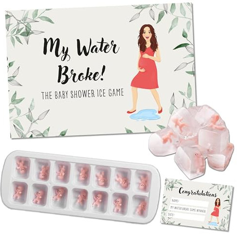 Baby Shower Games – MY WATER BROKE – 14 Players | Ice Cube Baby Shower game | 14 Babies | Winner Prize also included for fun boy, girl, neutral/unisex baby shower party | group baby shower game