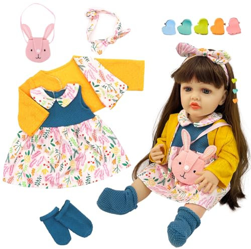 10 Stück mit Babypuppenkleidung, 50,8 cm lange Babypuppenkleidung, Babypuppenkleidung für Mädchen/Jungen, 50,8–55,9 cm lange Babypuppen-Outfits mit Kleid, Mantel, Socken, Tasche, Stirnband, Haarnadel