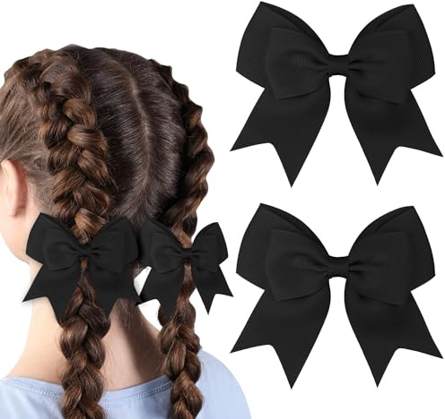 2 Stück Schleifen-Haarspange, Mädchen-Haarschleifen, französische Haarschleifen für Frauen, große Satin-Haars-Clip, seidige Haarspange, schwarze Haarschleife für Frauen und Mädchen