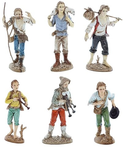 Moranduzzo Set 6 Hirten für Krippe 12 cm Maßstab 1:15 - Unzerstörbare Krippenfiguren - Stil 700', Handbemalt, Offizielles Produkt, Hergestellt in Italien, Bildhauer M. Landi