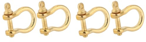 4 Stück D-Ring-Schäkel aus reinem Messing mit Schraubstift, U-Typ Bogenschäkel 10 mm, Ankerschäkel für Schlüsselanhänger, DIY Lederhandwerk, Bootsbedarf, Gold