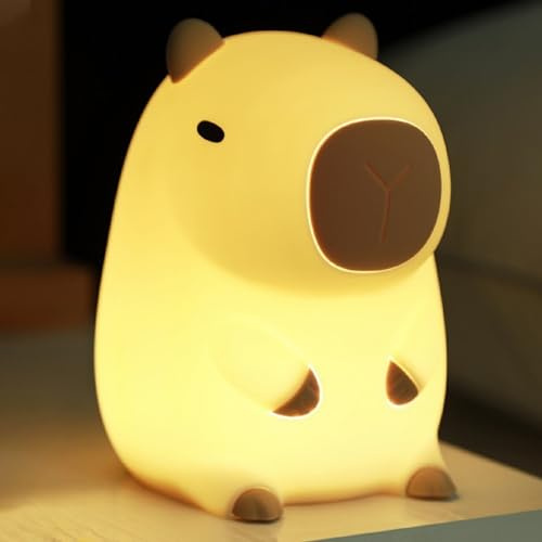 WIYETY Lámpara Capybara con Luz Nocturna y Temporizador para Niños - Regulable, Táctil, Recargable por USB - Luz de Lactancia para Habitación de Bebé