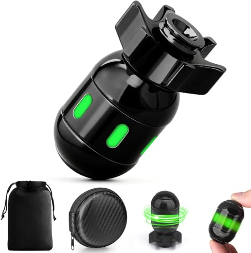 Dilabnba Atomic Bomb Fidget Spinner Schreibtischspielzeug, 2-in-1 Zappelspielzeug aus Metall, EDC Finger Spin Spielzeug, Cooles Bürodekor Gadget, Geschenk für Teenager Männer – Schwarz