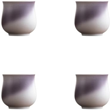 Dicmracy Set di tazze da caffè in ceramica da 113,4 g, multicolore, design senza manico, per casa e bar, tazze in gres porcellanato lavabili in lavastoviglie (forno viola, 4)