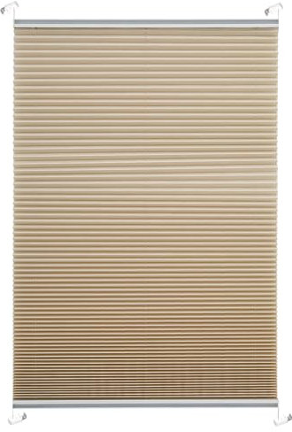 Brillant® Premium Plissee ohne Bohren zum Kleben, Plisseerollo mit Aluminium-Klebeleiste | Sonnenschutz & Sichtschutz für Fenster & Balkontür | Beige - Sand | 35x130 cm (BxH)