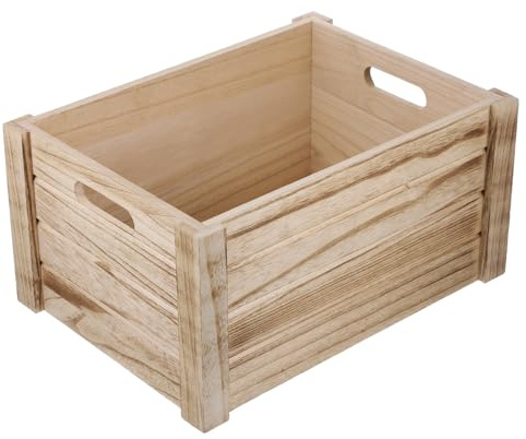 KONTONTY Maceta de Madera Rectangular para Jardín Interior y Exterior, Jardinera Mediana 35x25x18 Cm de Madera Maciza Color Rústico, Caja para Plantas Suculentas y Flores Decorativas