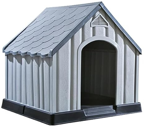 Eleganz Hundehütte aus Kunststoff, grau 92x87x91 cm, wetterfest & leicht zu reinigen, ideal für Garten, Terrasse oder Balkon, Perfekter Schutz für Ihren Hund