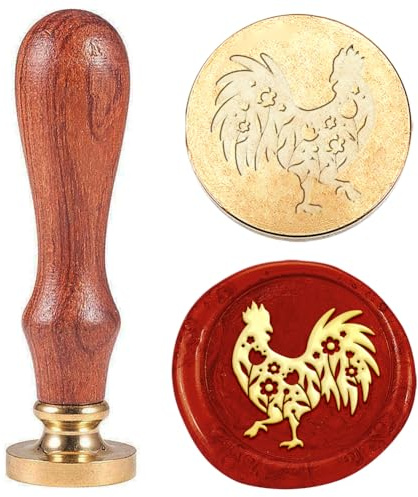 Hobbspring Wachssiegel Stempel Mit Hühnerbaum Austauschbare Umschläge DIY Siegel Stempel Blumentiere Messingkopf Holzgriff Für Den Schulanfang Grußkarte Weinpakete Dekor Zurück zur Schule