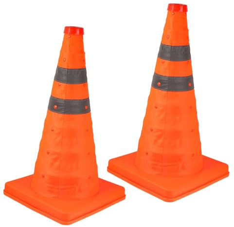 Ipetboom 2 pièces Cônes de Sécurité Pliables PP Rétractables et Réfléchissants pour Signalisation Routière et Entraînement
