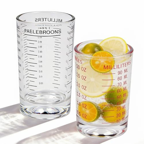 Byfoyif 2 Stück Messbecher Set aus Glas, 90ml Und 120ml Messbecher Shotglas mit Skala Schnapsgläser Cocktail Shot Glas Measuring Cups Espresso Shotgläser Für Küche Bar Cocktail Tequila Wodka Party