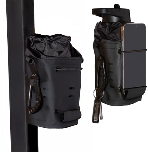 OWL PEAK Sac Magnétique Salle de Sport – Porte-Gourde Isotherme & Support Téléphone – Fixe 3 kg sur Rack Musculation – Mousqueton Tactique Inclus – Sacoche Sport Homme Femme – Fitness Home Gym – Noir