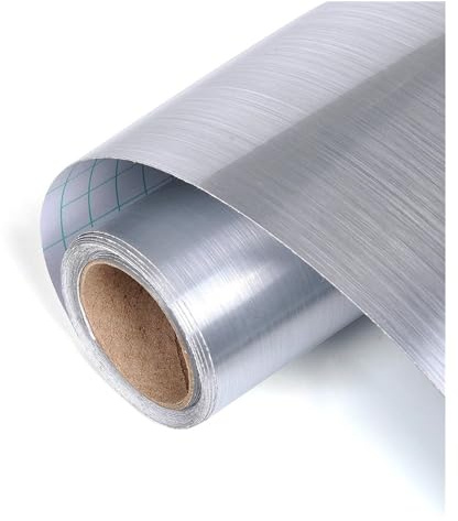 WDSBZNB Vinilo Encimera Cocina Papel tapiz extraíble DIY de Metal plateado cepillado, película decorativa vinilo PVC, impermeable, a prueba aceite, electrodomésticos, pegatina pared cocina