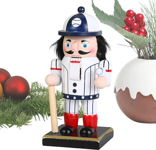 Knowlife Figuras De Cascanueces - Cascanueces De Béisbol Y Fútbol Temática Deportiva 15 Cm para Mesa,de Madera Coleccionables para Centro de Mesa Mantel Hogar Navidad Decoracion de