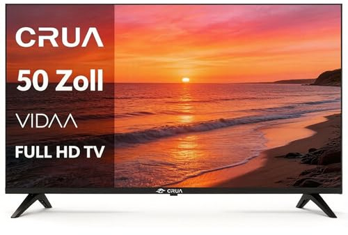 CRUA VIDAA Smart TV,127CM (50 Inch) TV,1920x1080P Full HD TV,LED TV with HDMI/USB/AV IN/Triple Tuner DVB-T2/T/C/S2/Compact and Smart for Your Home,Black [Energy Class E]