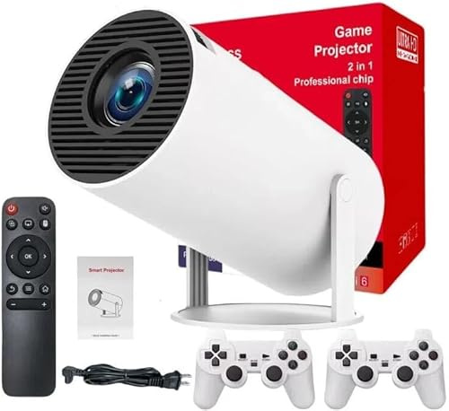 SQUADO Mini Proiettore Intelligente WiFi, Supporto 2.4G 5G con Correzione Automatica 4K, Proiettore Rotondo Portatile per Viaggi con Telecomando