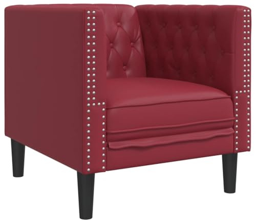 Tomostar Fauteuil Salon Chesterfield, Fauteuil Relax Salon Chaise de Chambre Rouge Bordeaux Similicuir