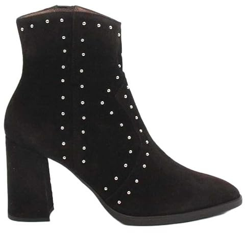 Wonders - Stivaletti Wonders Aurora 31 in pelle nera con borchie, tacco 8 cm, M-5431, pelle, Isy Nero, 39 EU