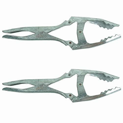 2x Brikettzange verzinkt mit Doppelgelenk Kohlezange für Briketts Kohle Kaminzange Ofenzange Kaminzubehör (2, Brikettzange)