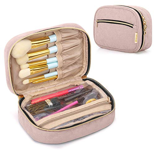 Yarwo Make up Tasche Organizer, Kosmetiktasche für Pinsel Sets und Makeup Zubehör, Pinselset Aufbewahrungstasche für Reise, Unterwegs, Urlaub (OHNE MAKEUP SET ENTHALTEN), Rosa