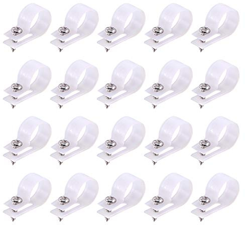Swpeet - Set di 60 clip per cavi in nylon di plastica di tipo R, per fissaggio a vite, in nylon, con 60 viti per la gestione dei fili (3/4, colore: bianco