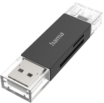 Hama USB 3.2 Kartenlesegerät für SD/microSD (USB-A und USB-C Anschluss, Highspeed Kartenleser, OTG, Cardreader für PC/Laptop/Tablet/Smartphone, bis 5 Gbit/s) schwarz