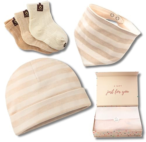 LILEJO Baby Geschenk zur Geburt für Junge und Mädchen - Erstausstattung Set in Geschenk Box - für Windeltorte, Gender Reveal oder Babyparty - 100% Bio-Baumwolle