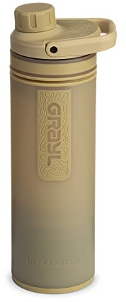 GRAYL UltraPress 500ml Water Purifier & Filter Bottle for Hiking, Backpacking, and Travel (Desert Tan)