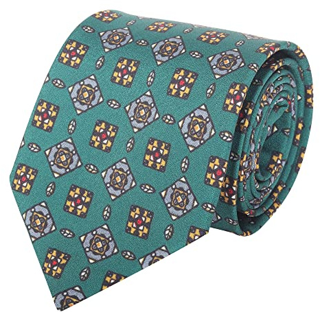 WANYING Herren Vintage Retro 9cm 3.54 Breite Krawatte Schlips Wide Necktie Stilvoll Mode Bunte Krawatte - Gedruckt Geometrisch Pattern Dunkelgrün