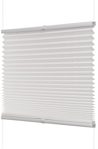 Ventanara® Fenster Plissee ohne Bohren zum Kleben Plisseerollo Wabenplissee Faltrollo verspannt inklusive Premium Klebeträgern (70 x 130 cm, weiß Plissee)