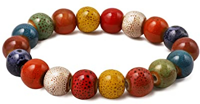 MINACHI Bohemian Colorful Round Beads Stretch Strand Bracelet, Boho Hippie Summer Jewelry Gift for Women