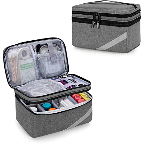 Trunab Medizinische Tasche für Notfallmedizin, Medikamententasche für Erste Hilfe Set, Nahrungsergänzungsmittel und Wochentabletten, Grau