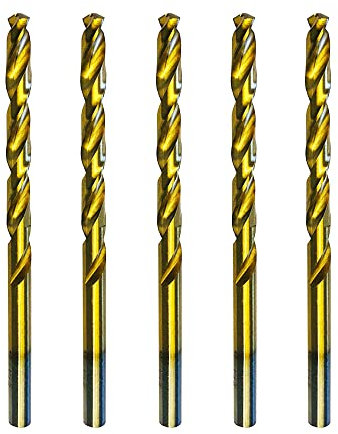 5er Pack HSS-TiN Metall-Spiralbohrer DIN 338 13,0mm geschliffen (Titannitriert, für Metal und Edelstahl, Profiqualität, lange Lebensdauer)