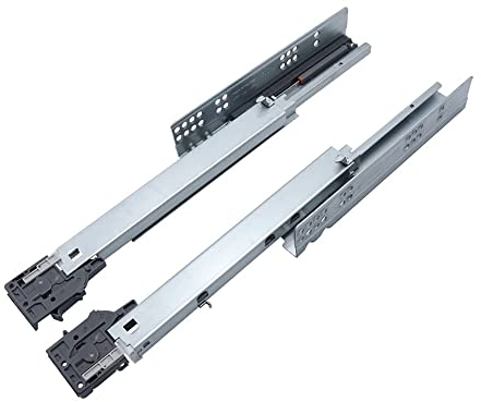Hidden Slide Schubladenführungen Schubladenschienen Vollauszug Softclose 500mm, HöHenverstellbare FüHrungen, Mit Selbsteinzug U. DäMpfung SchubladenfüHrung 35kg, 1 Paar ( Color : Silver , Size : 500mm