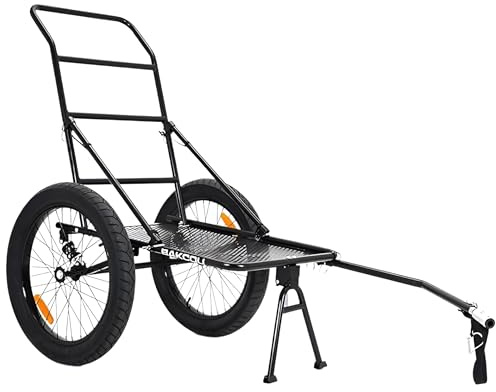 Bakcou - Folding Utility eBike Trailer - Hitch Attachment, Axle Extenders, 16x3 Fat Tires, Heavy-Duty Cargo Storage Cart with Canvas Liner
