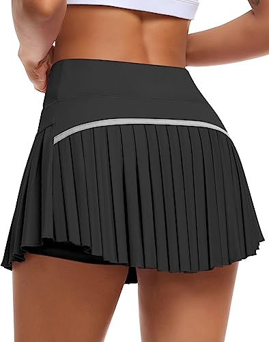 JoyGirl Falda de tenis plisada para mujer con pantalones cortos de cintura alta, minifalda de golf, falda de entrenamiento, falda atlética con bolsillos