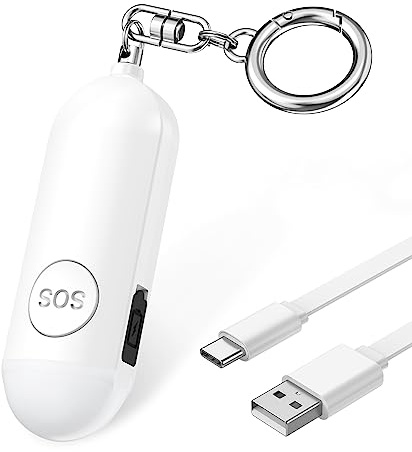 OQIMAX Schrillalarm für Frauen, 130dB Lauter Persönlicher Alarm, Selbstverteidigung Taschenalarm mit it Stroboskop LED Blitzlicht-Signal, Sicherheit Schlüsselanhänger, Sirene - Alarm für Frauen