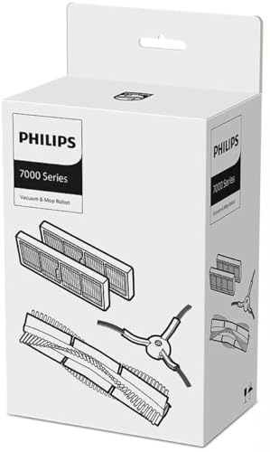 PHILIPS HomeRun 7000 Kit Ricambio, 2 Filtri Lavabili, Rullo e Spazzola | 2 filtri lavabili inclusi, set di ricambio con rullo e spazzola laterale, per robot aspirapolvere XU7100 e XU7000 (XV1473/00)