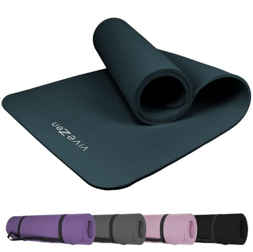 Vivezen - Tapis de yoga, de gym, d'exercices 180 x 60 X 1 cm + sangle de transport - Plusieurs coloris