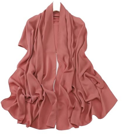 JDYaoYing Einfarbiger Hijab-Schal, weicher Chiffon, lange modische Schals, sonnenfeste Schals, Altrosa, One size