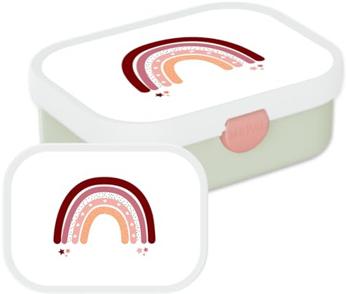 Mepal Campus Lunchbox Regenbogen – 750 ml – Grün | Bento Brotdose für Kinder Schule & Kindergarten – Snackbox mit Bento-Einsatz & Gabel – Clip-Verschluss – Spülmaschinenfest