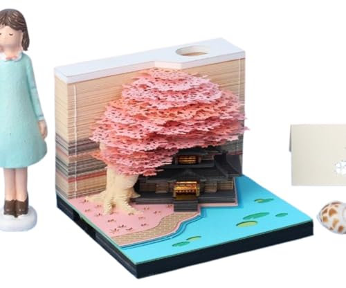 3D-Kalender 2025, 3D-Tischkalender Baumhaus, 3D-Notizblock, kreativer Desktop-Stifthalter-Notizblock, DIY-Arbeitsplattendekorationen