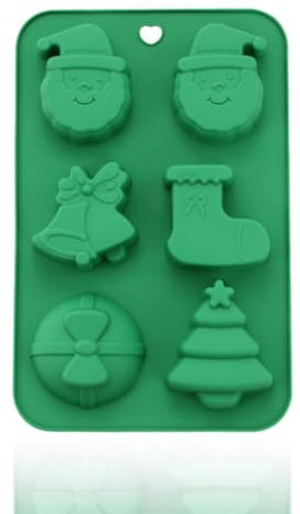 6 Pcs Molde de Silicona Navideño, Moldes Galletas de Navidad, Juego de Cortadores de galletas, 3D pressables, para Decoración de Fiesta