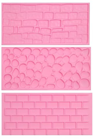 Silicone Chocolate Molds, Rose and Brick Wall Patterns, Pink ZH260