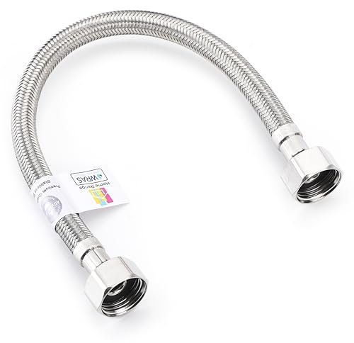 Home Range 1x WRAS Approved Flexible Pipe 1/2 x 1/2 BSP (300mm | 4 Lengths Available) Fitting for Bathroom, Kitchen, Toilet Taps – Durable, Leak-Free, High-Pressure Hot and Cold Water Connector