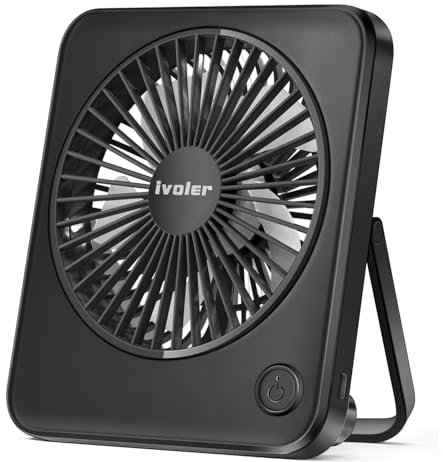 iVoler Mini Ventilatore USB, Portatile Ventilatore da Tavolo Mini Fan [Non ha Una Batteria Integrata] Compatibile con Notebook, Computer, PC Desk per la Casa, Ufficio, Campeggio, e Altro - Nero