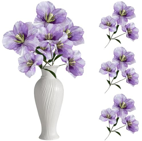 astylishome Bouquet di fiori artificiali viola, 3 pezzi, tulipani finti decorazioni per matrimoni, feste in giardino, 4933