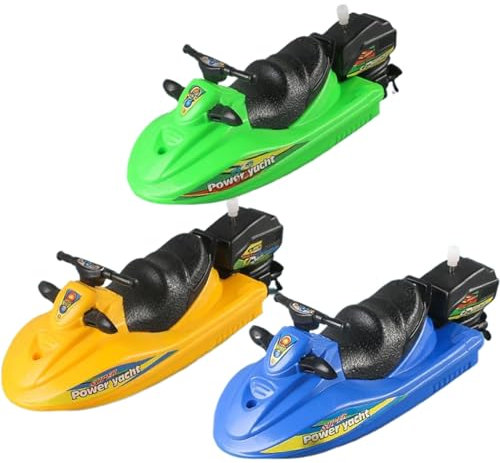 Spielzeugboot, 3-teiliges Aufzieh-Motorboot-Spielzeugset, schwimmende Spielzeugboote aus Kunststoff für die Badewanne, Kinderpoolspielzeug, Aufzieh-Badeboot für Kinder ab 3 Jahren, Badeboote, Boot, Sp